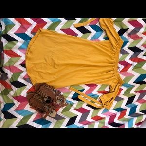 Yellow off the shoulder dress